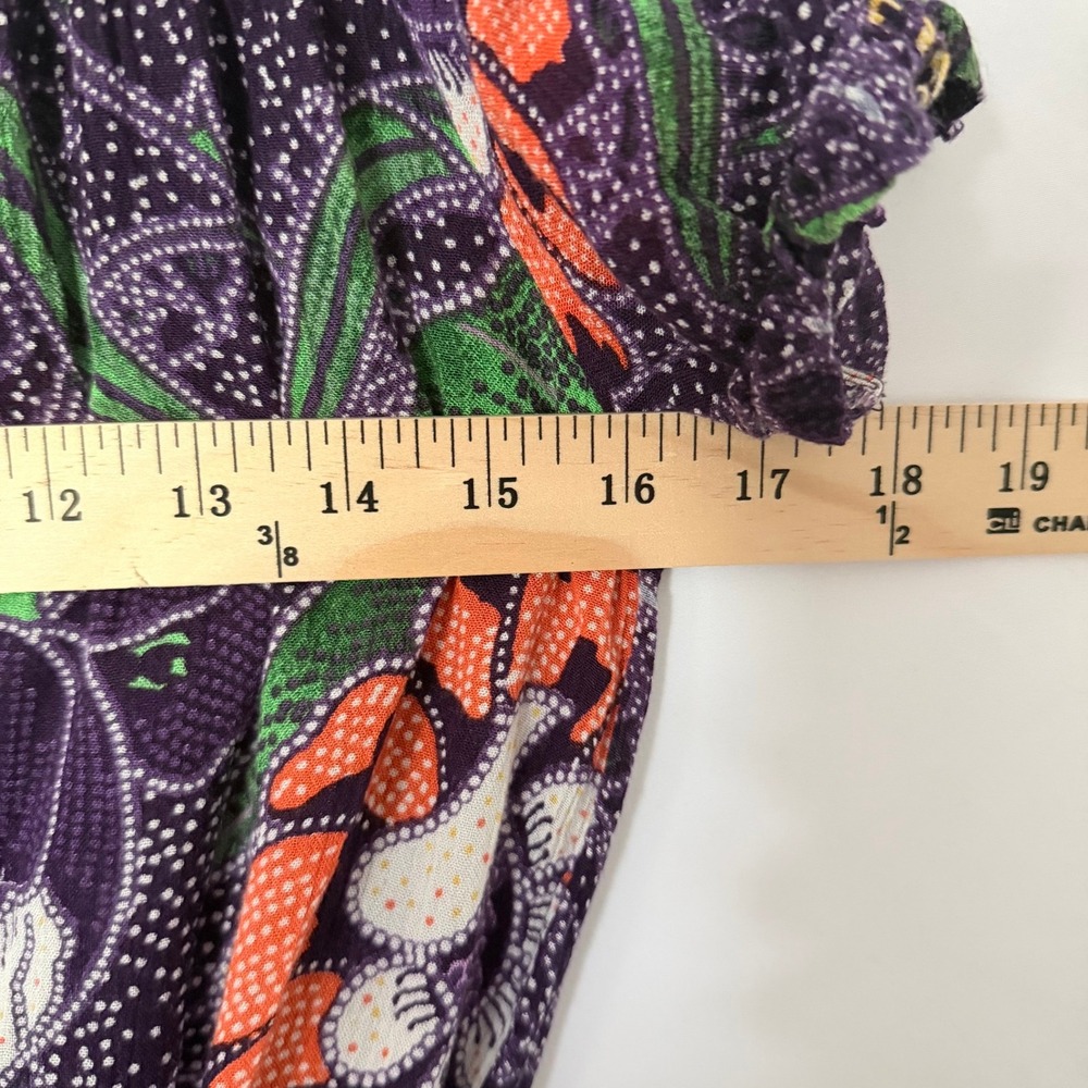Free People Suki Blouse Women's XS Purple Orange Floral Boho Festival Peasant - Picture 8 of 9